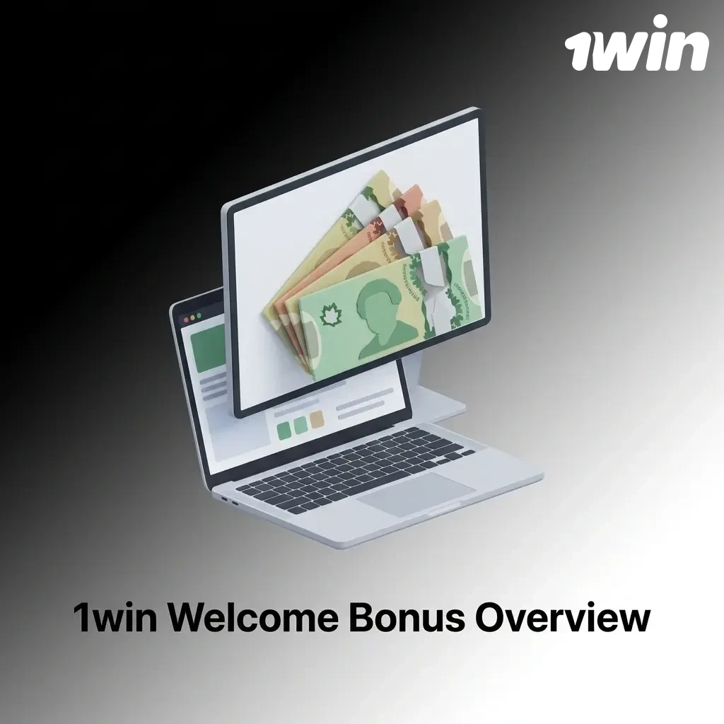1win Canada welcome bonus table showing 500% match up to CAD 3,000 across 4 deposits with 35x wagering requirements
