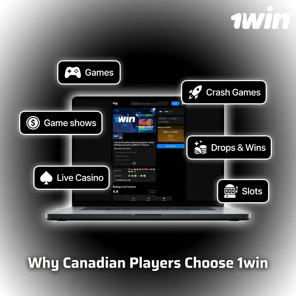 Canadian players choosing 1win for 500% welcome bonus, 25+ payment methods, sports betting, casino games, and 24/7 support